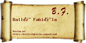 Balló Fabióla névjegykártya